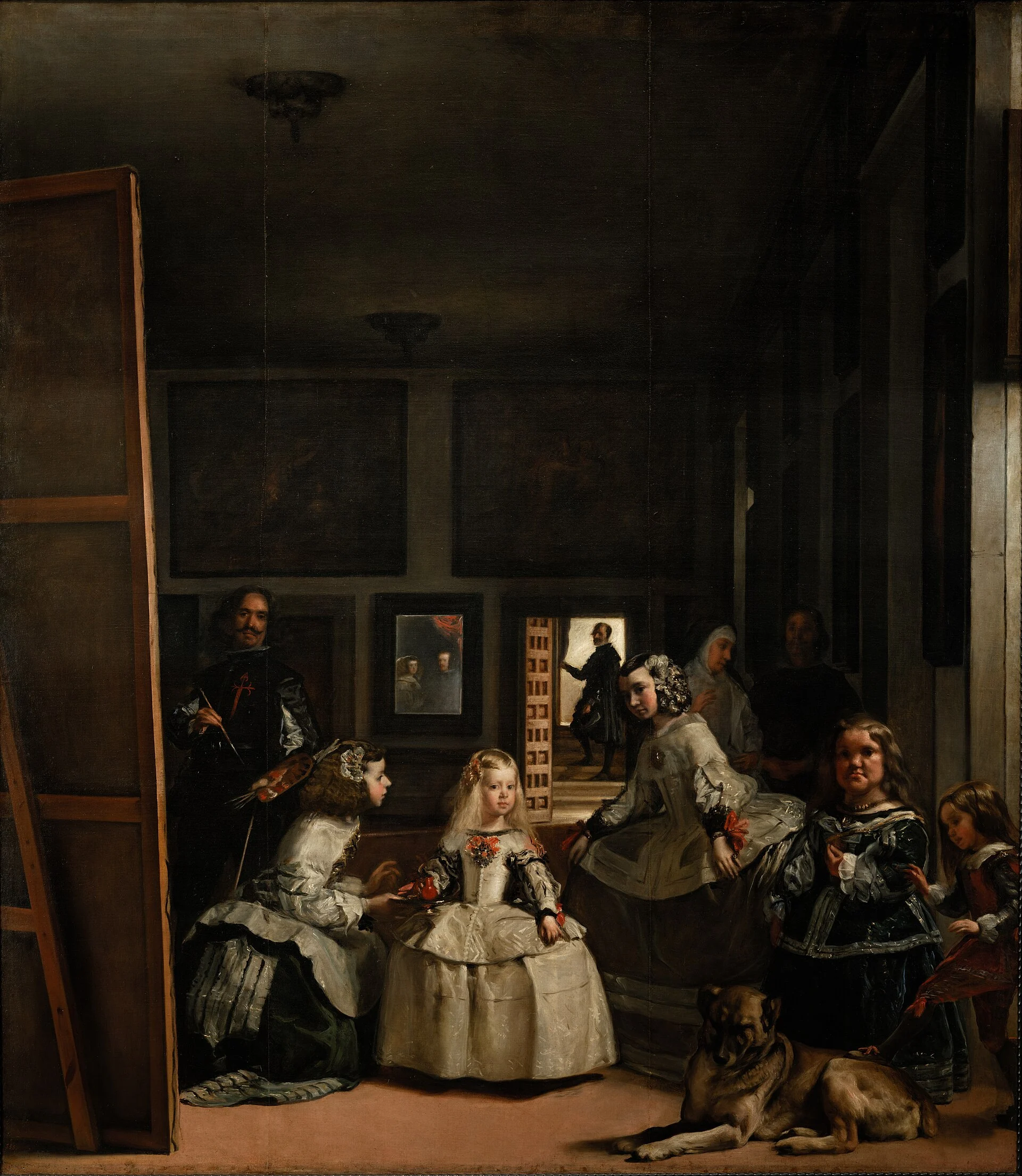“Las Meninas”: the meaningful centre and the geometric one do not coincide, and the viewer is drawn into the group as one of its participants