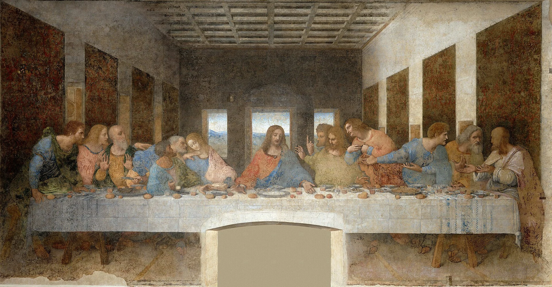 “The Last Supper”: thirteen people broken into connected threes — the gestures read even at a small size