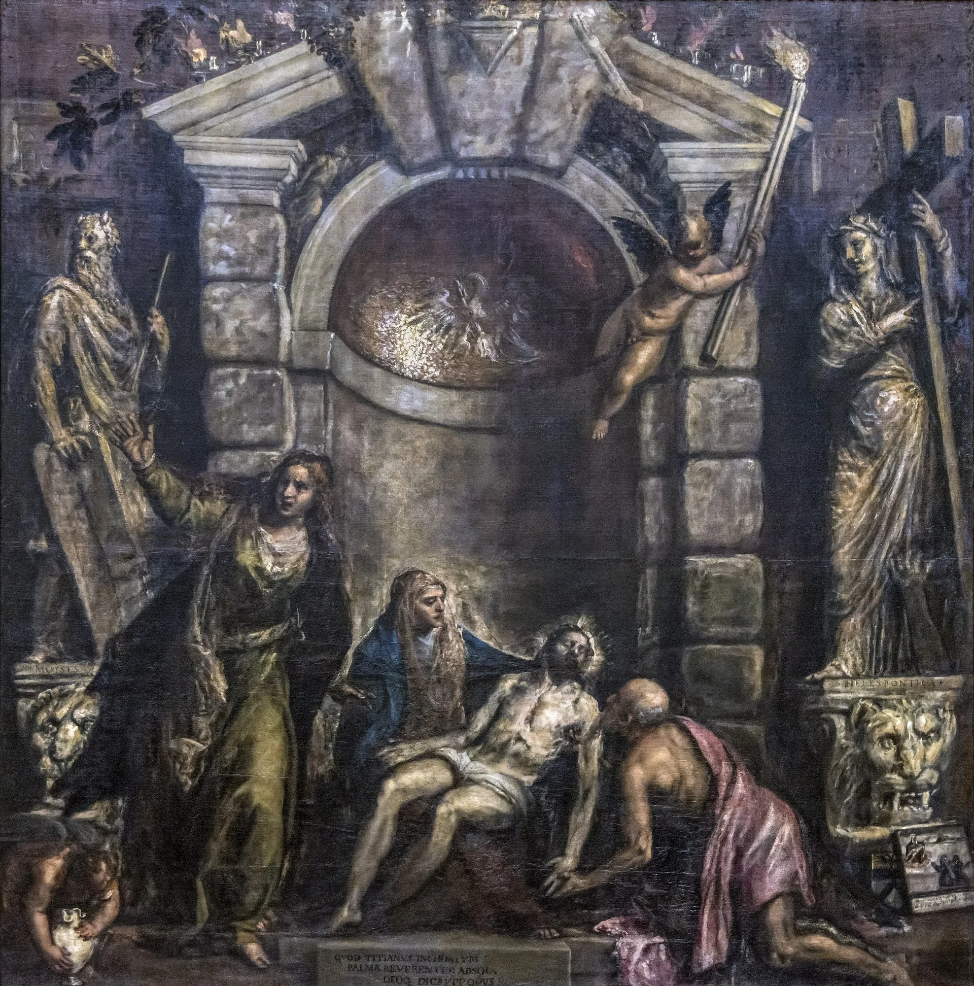 The “Pietà” — his last work, completed after his death: form appears and disappears together with the light