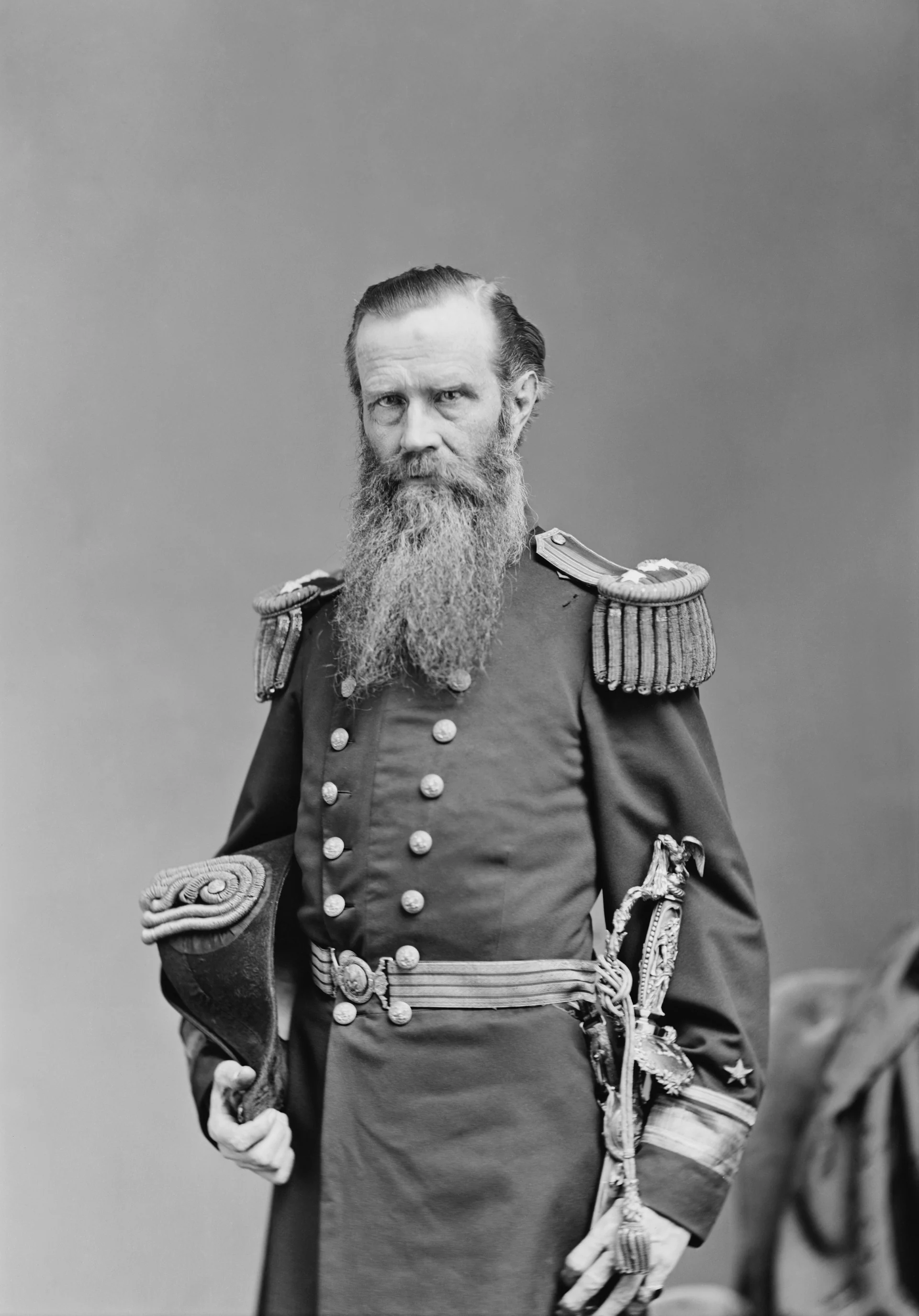 Brady and his photographs of the war are the reason the grey scale still reads as testimony rather than as a device